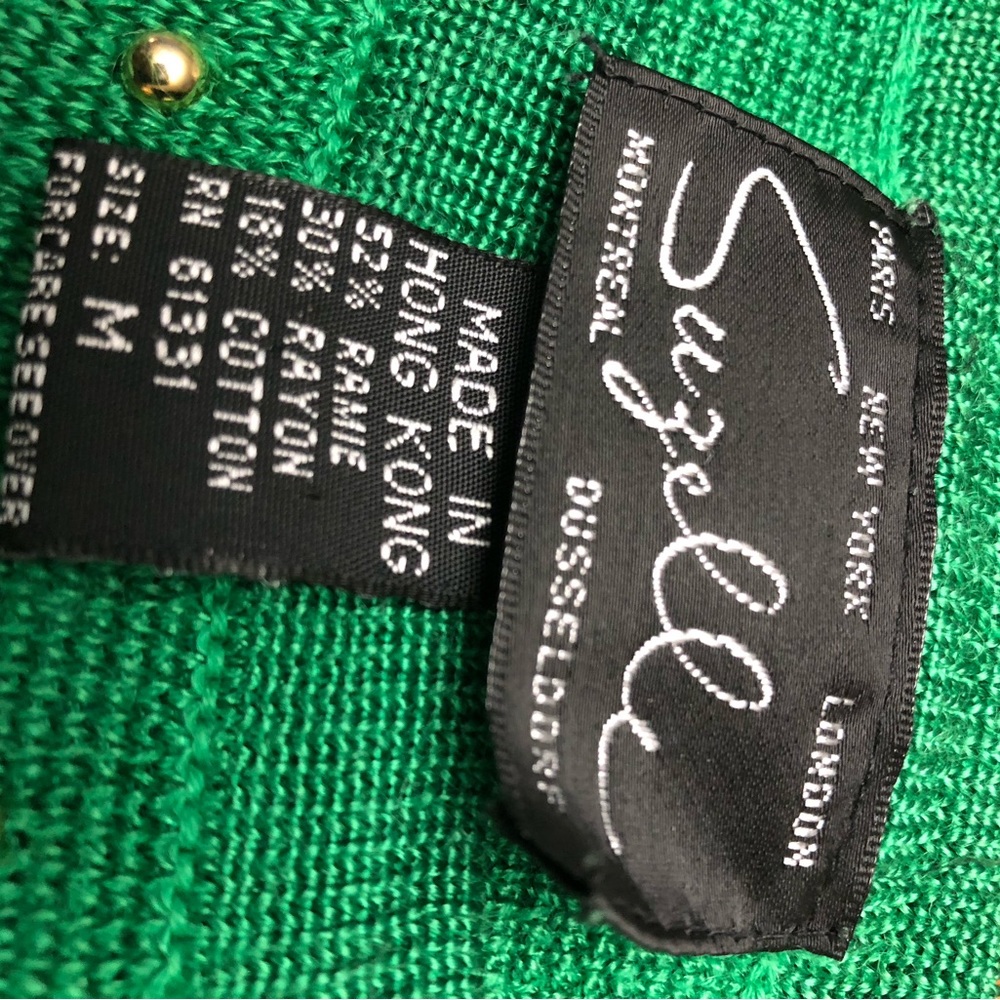 Vintage Suzelle Emerald green top with gold beads all over. (Med.) - Picture 3 of 7